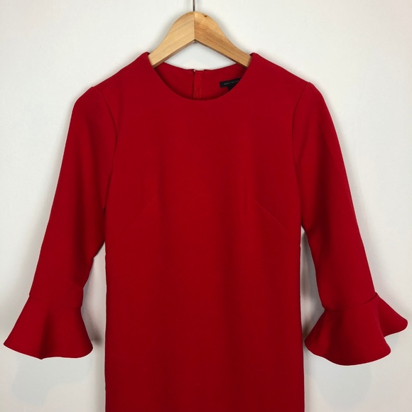 Ann Taylor Red Flared Sleeve Dress - Picture 3 of 7